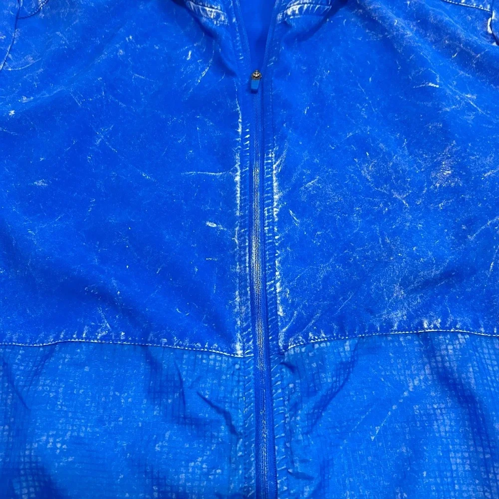 Adidas Own The Run Jacket Mens Small Blue Lightweight Hooded Running Windbreaker
